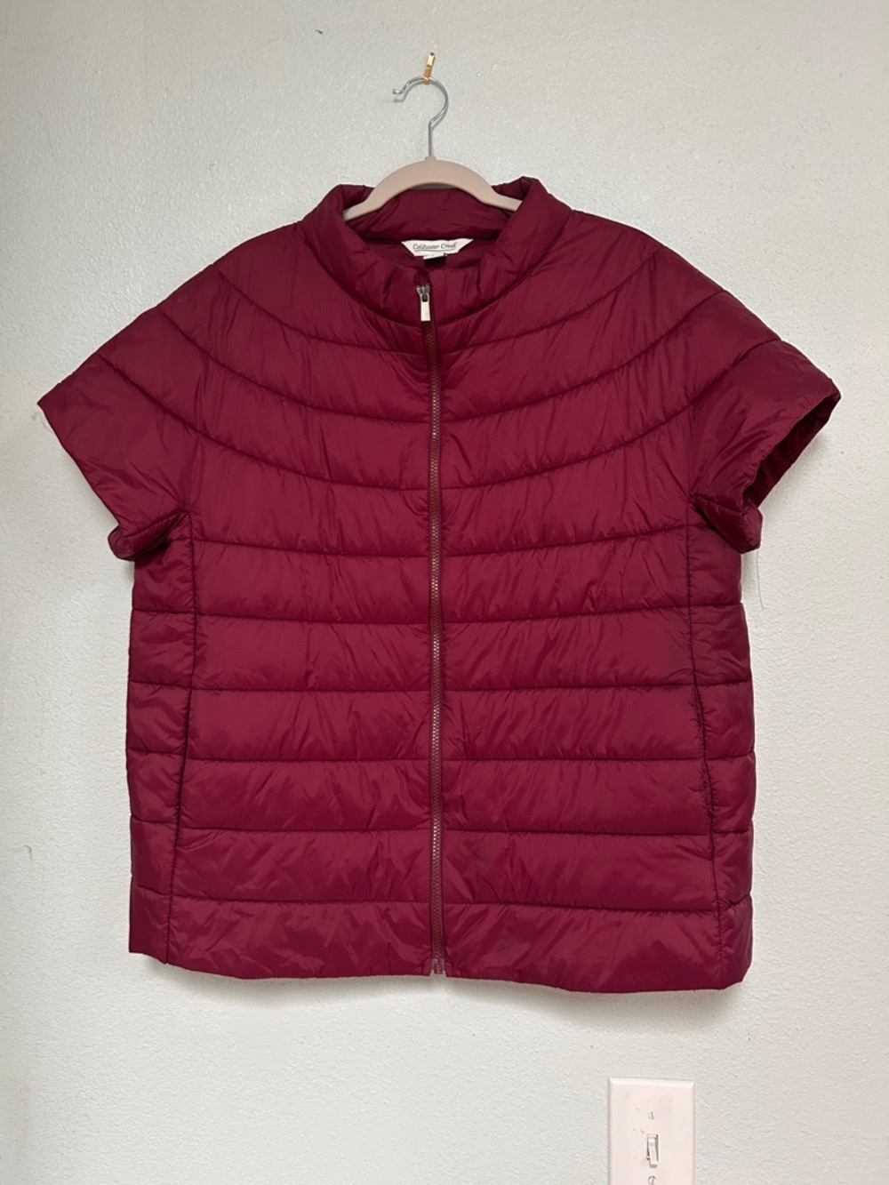 Coldwater Creek Short Quilted Puffer Top - Wine
